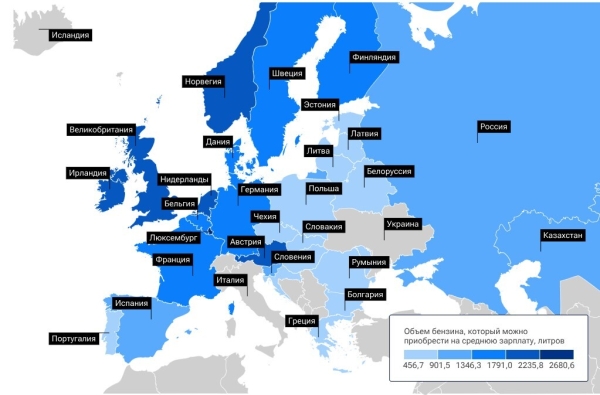Беларусь в топе по дешевизне топлива в Европе