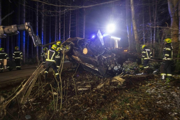 Австрийка чудом выжила за рулем компактвэна, который воткнулся в огромную ель Австрийка чудом выжила за рулем компактвэна, который воткнулся в огромную ель